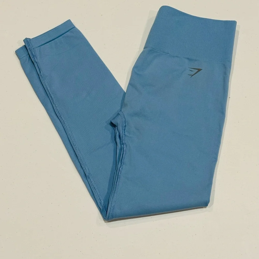 Gymshark Flex High Waisted Seamless Leggings, Light Blue, Woman’s Small